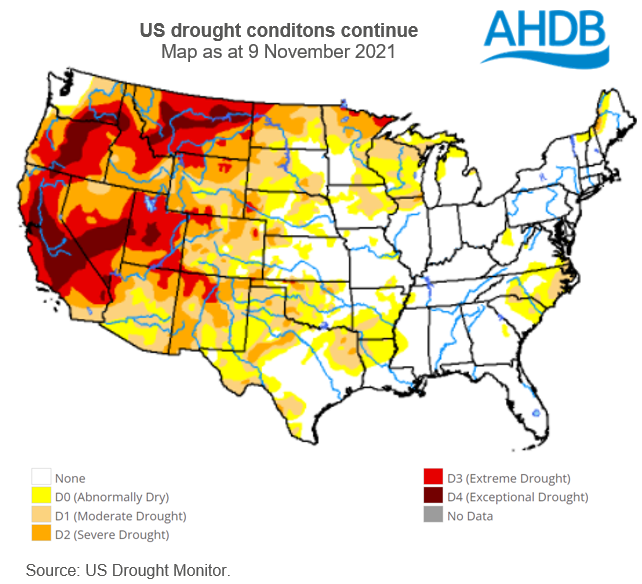 Figure 1. Drought map US 16 11 2021